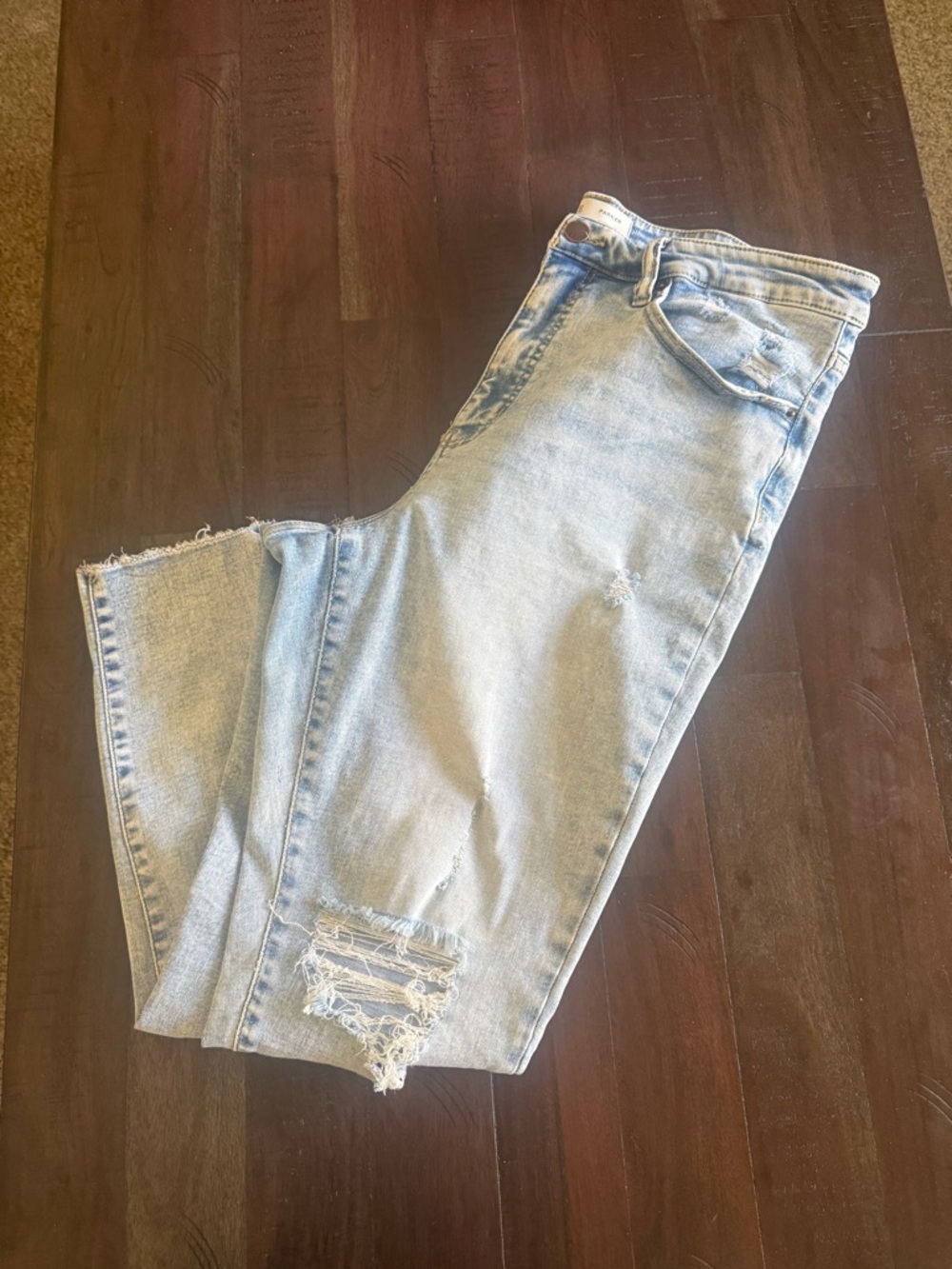 Light Wash Distressed High Rise Jeans - Casual Relaxed Fit
